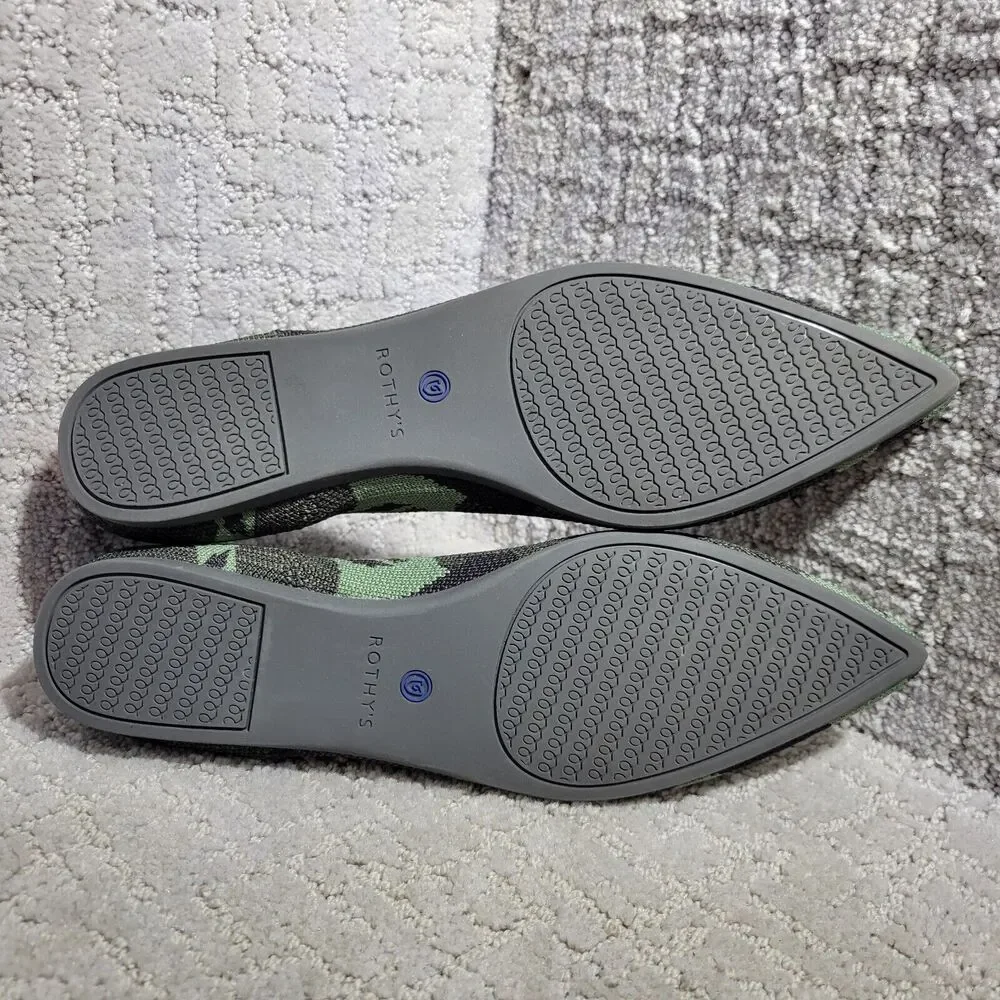 Rothys The Point Green Olive Camo Pointed Toe Slip on Flat Shoes Women's 6.5 - Picture 7 of 9